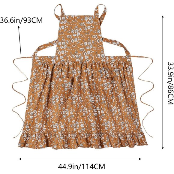 Vintage Pinafore Apron Dress for Women with Pockets Cute Floral Chef Aprons for - Picture 6 of 8